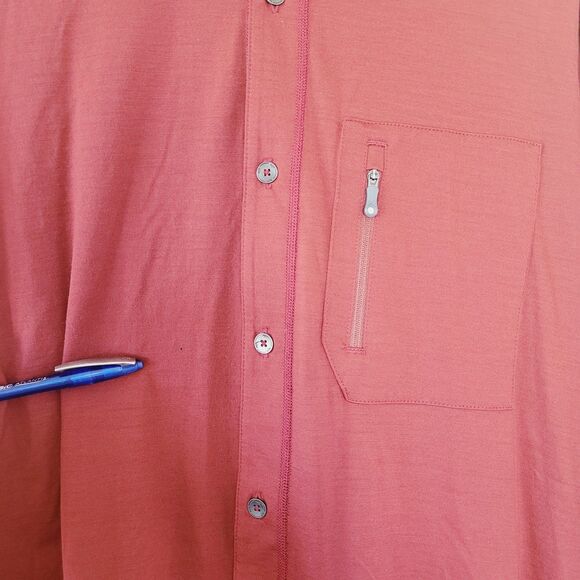 Qor Shirt Mens Large Red Merino Wool Button Up Long Sleeve Performance Outdoor - Picture 7 of 9